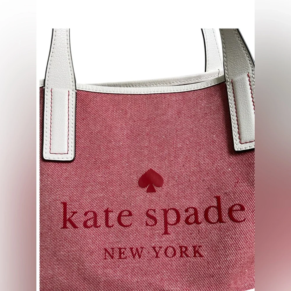 Kate Spade New York Ash Street Logo Tote in Asphalt Red, Triple Compartment - Picture 4 of 14
